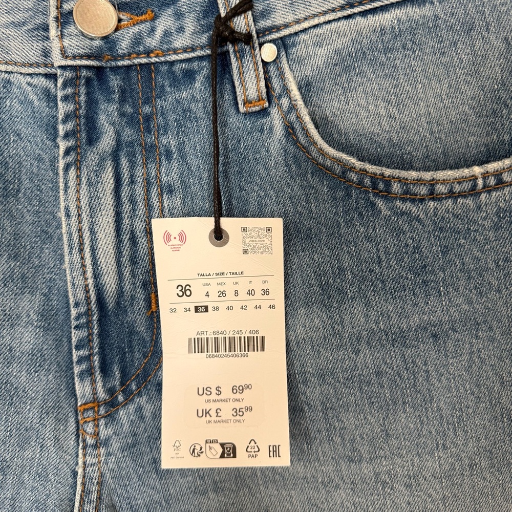 NWT zara zw collection wide leg low rise jeans - 27 runs big - Picture 3 of 10